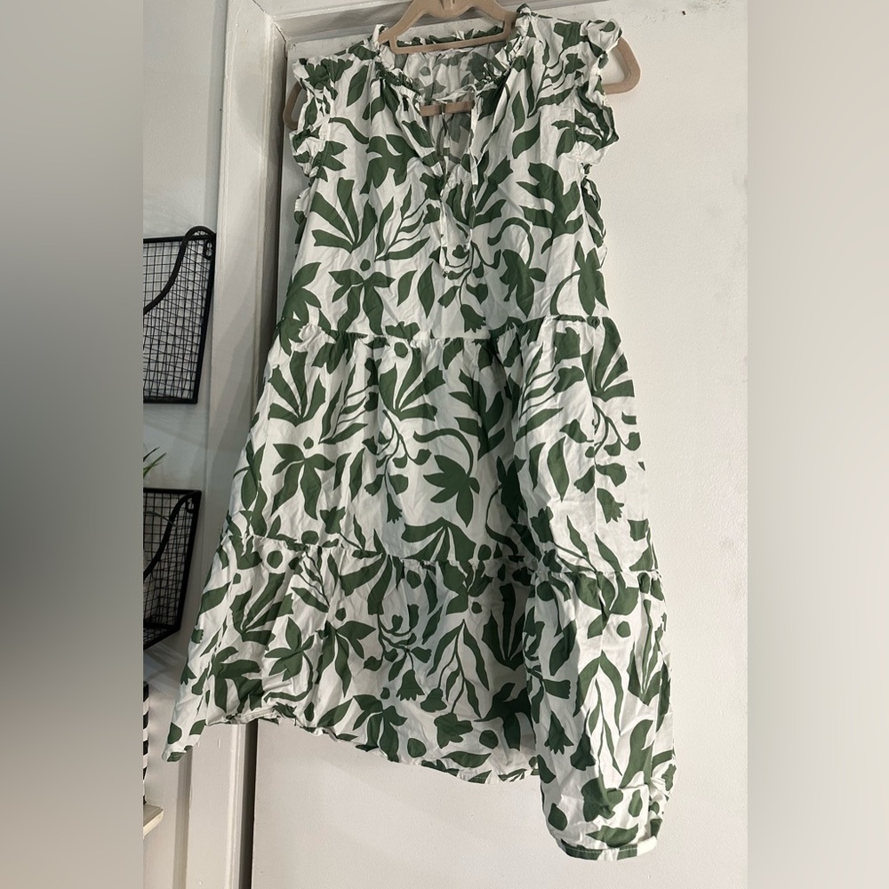 Green and White Floral Dress